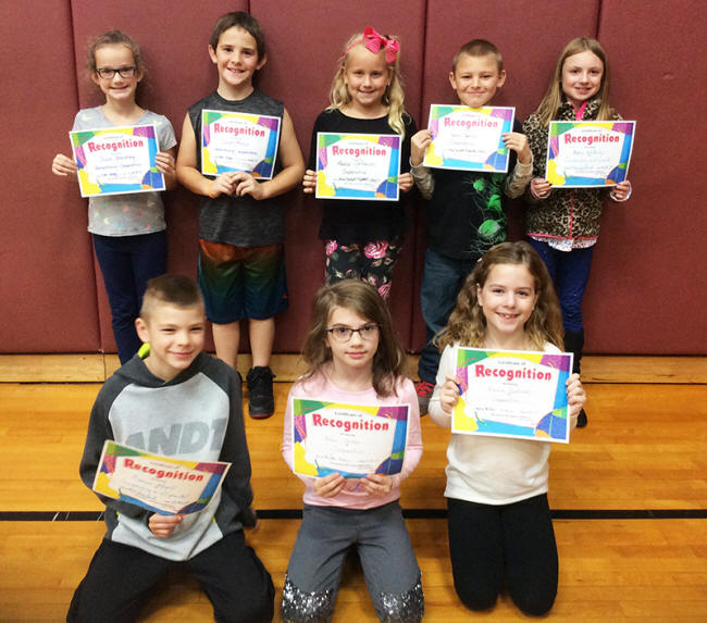 3rd graders pose with their Character Education Leader Awards