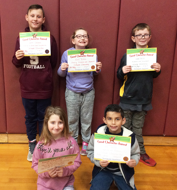 3rd graders pose with their Character Education Leader Awards