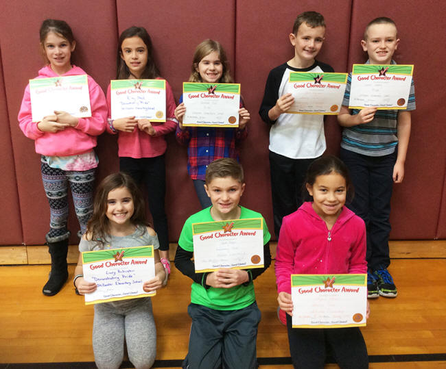 4th graders pose with their Character Education Leader Awards