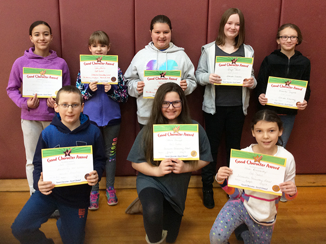 5th graders pose with their Character Education Leader Awards