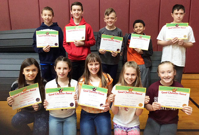 5th graders pose with their Character Education Leader Awards