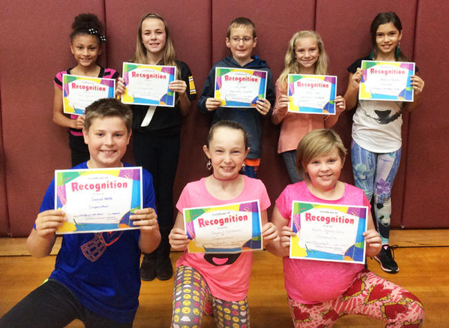 5th graders pose with their Character Education Leader Awards