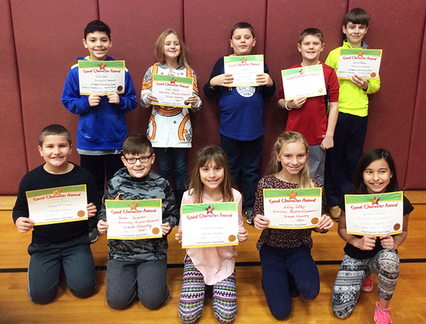 5th graders pose with their Character Education Leader Awards