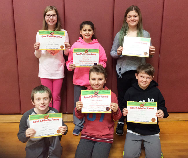 5th graders pose with their Character Education Leader Awards