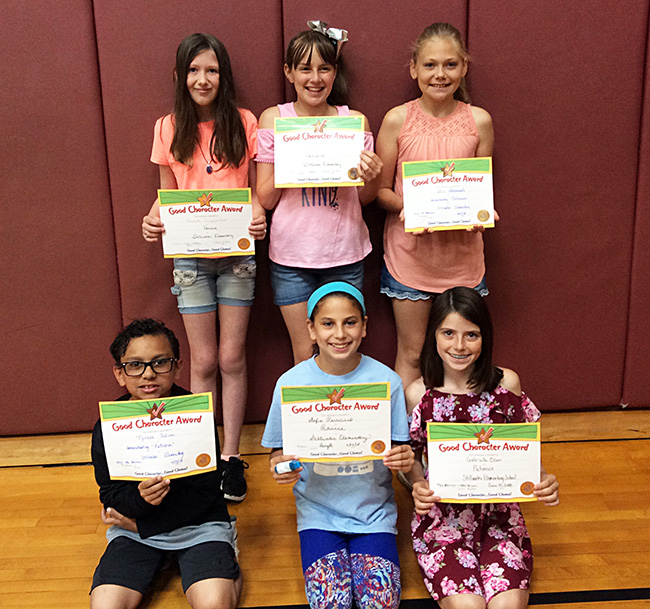 5th graders pose with their Character Education Leader Awards