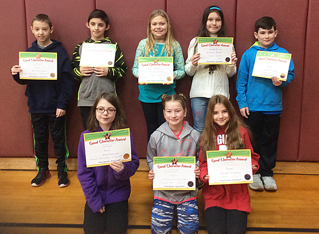 5th graders pose with their Character Education Leader Awards