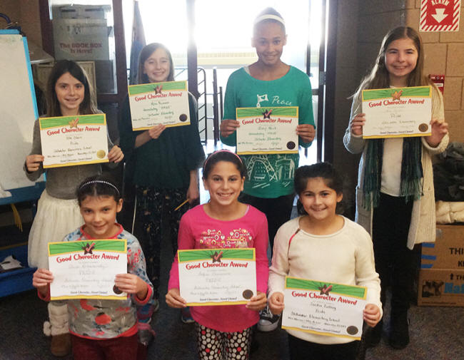 5th graders pose with their Character Education Leader Awards