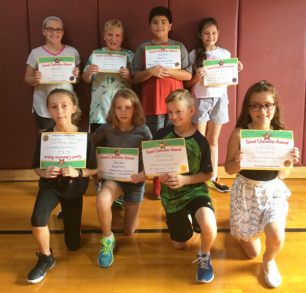 5th graders pose with their Character Education Leader Awards