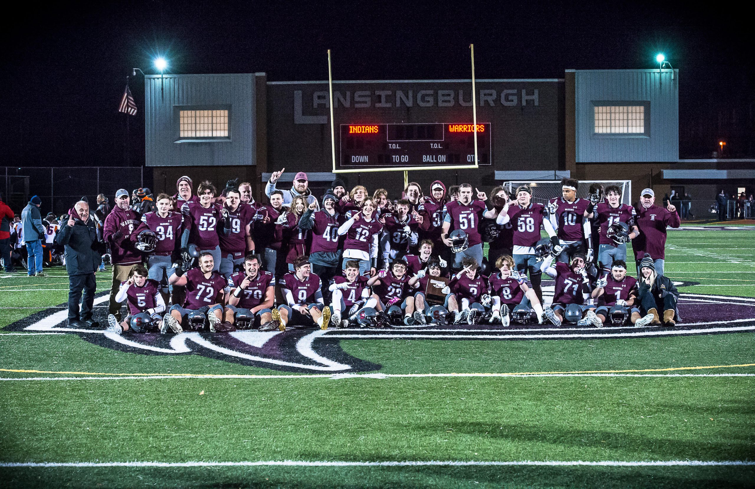 Football team posed in big group shot