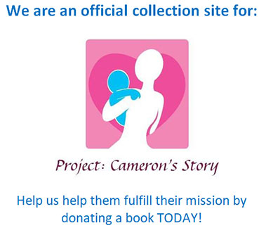 graphic saying We're an official collection site for Project: Cameron's Story