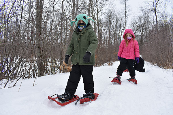 Snowshoeing-students on the trail