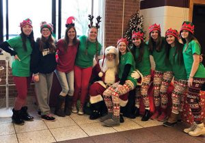 group of students with Santa last school year