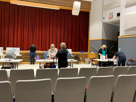 Voters in the Stillwater auditorium on May 18, 2021