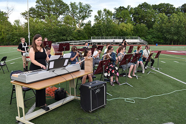 band playing music on field