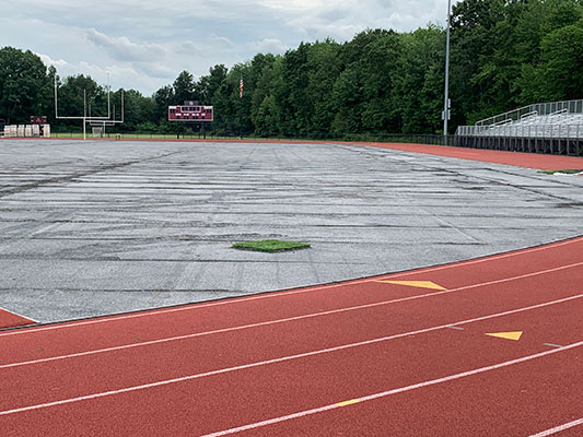 turf field without its surface