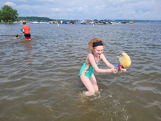 Having fun at Brown's Beach