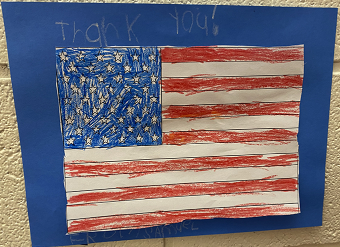 student created flag thanking veterans
