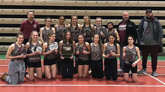 track team holding awards, with coaches