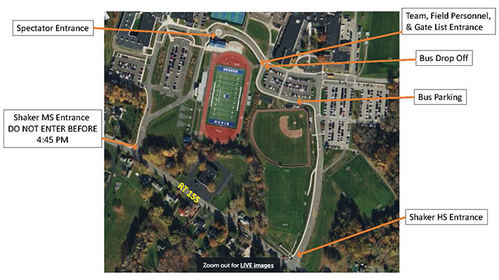 Map of Shaker HS entrance, parking