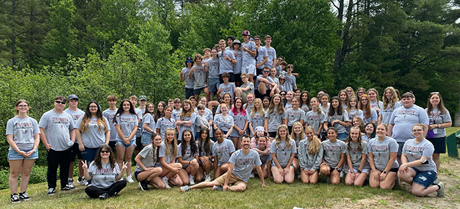 students in a group outside