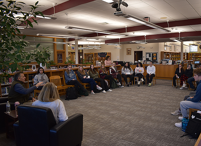 students interviewing Dave Catalfamo