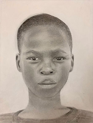 student-created portrait of a Nigerian child