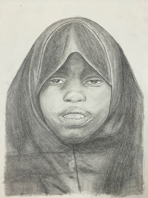 student-created portrait of a Nigerian child