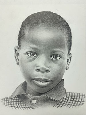 student-created portrait of a Nigerian child