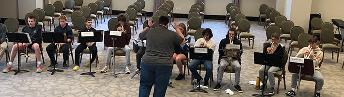 Students playing in trumpet sectional