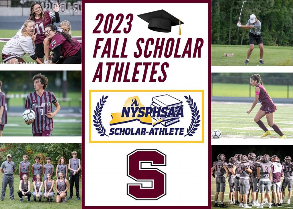 2023 Fall Scholar Athletes. NYSPHSAA. Six photos of various fall sports/student athletes.