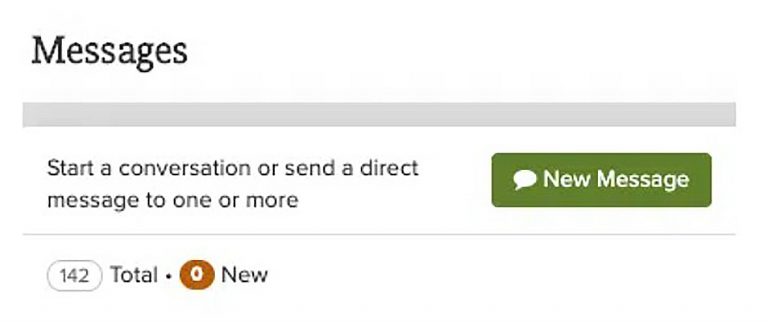 A ParentSquare screenshot of the Messages section showing a new message button and the text "Start a new conversation or send a direct message to one or more"