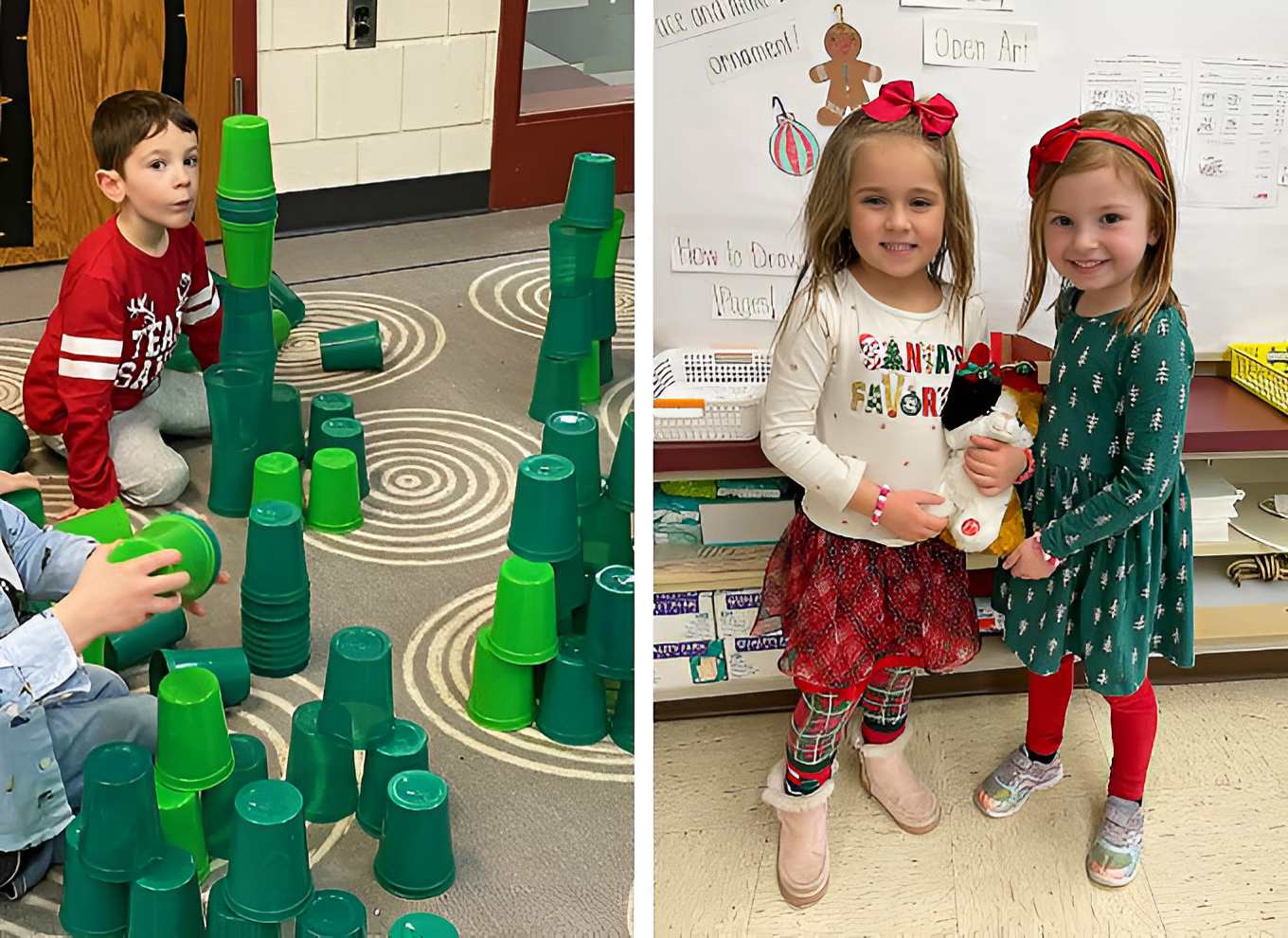 young students posing for christmas