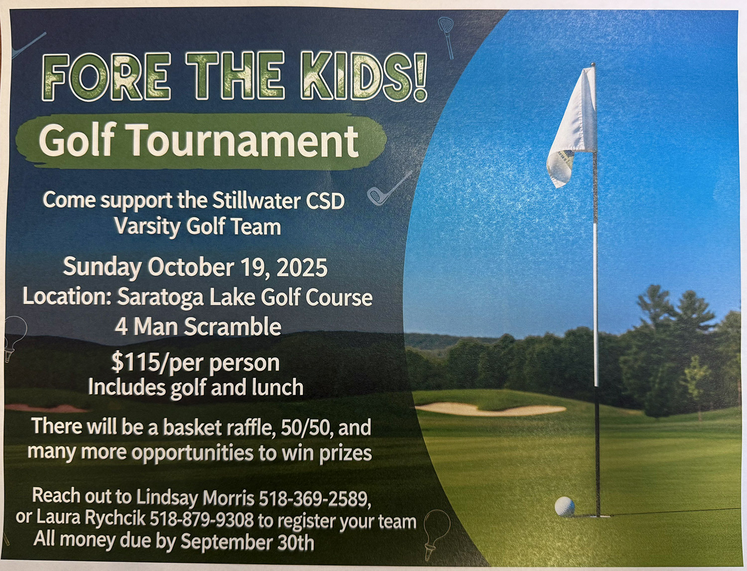 Tee off for Stillwater varsity golf at the “Fore the Kids” Tournament on Oct. 19