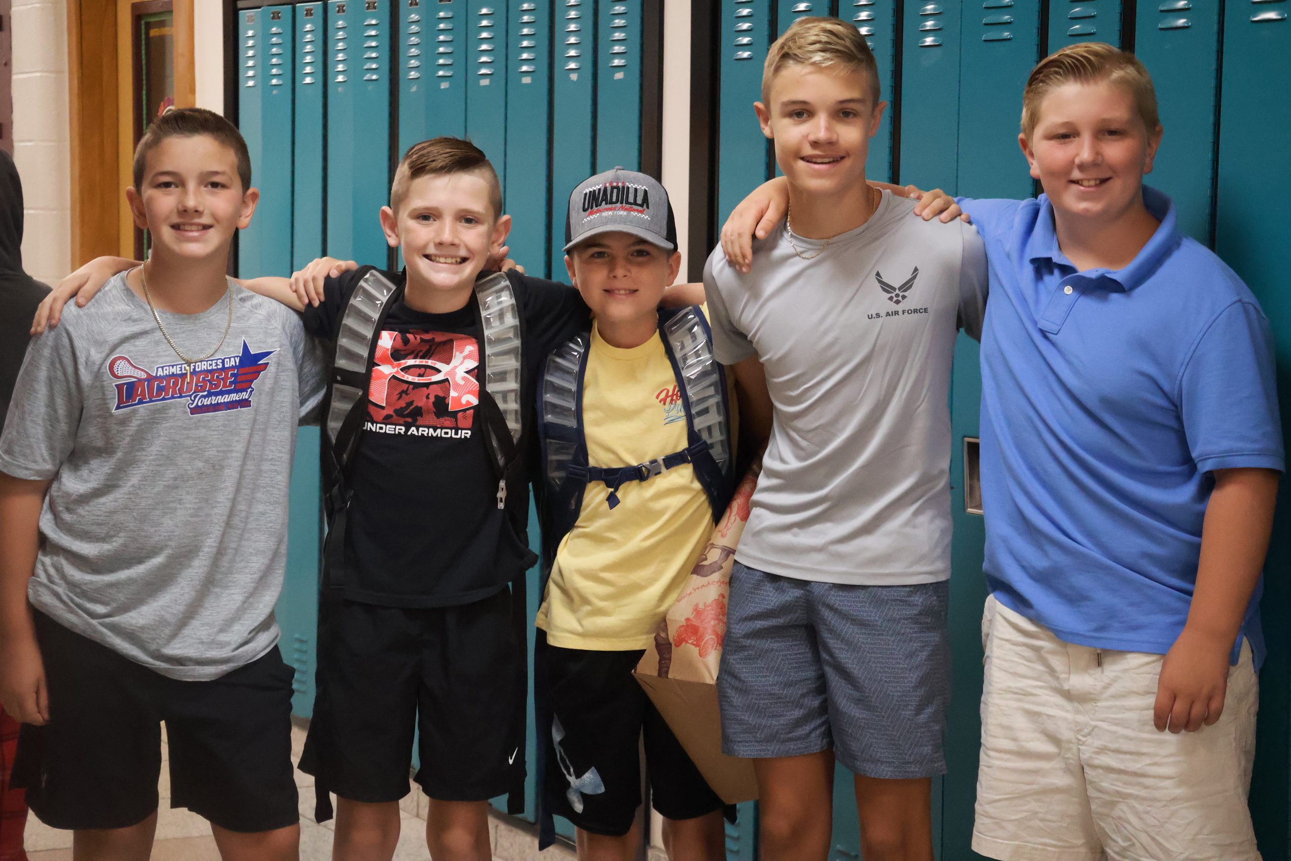 Group of 5 students engaged in an activity.