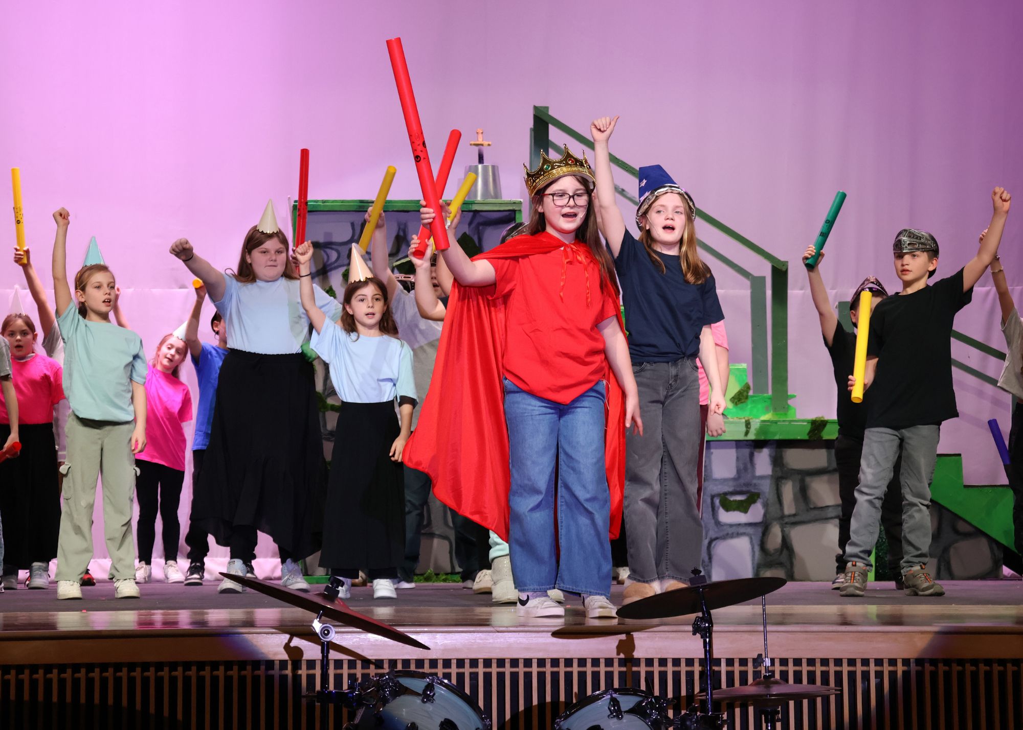 young students celebrating christmas