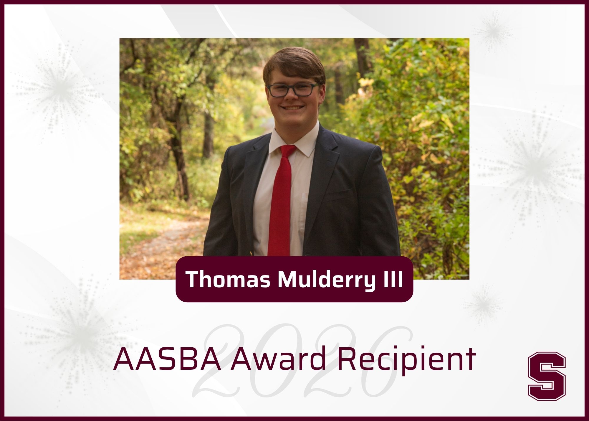 Stillwater senior Thomas Mulderry III receives AASBA Community Service Award